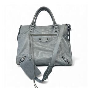 VTG Balenciaga Classic Velo Crossbody Bag Ardoise Slate Grey Lambskin Y2K Moto